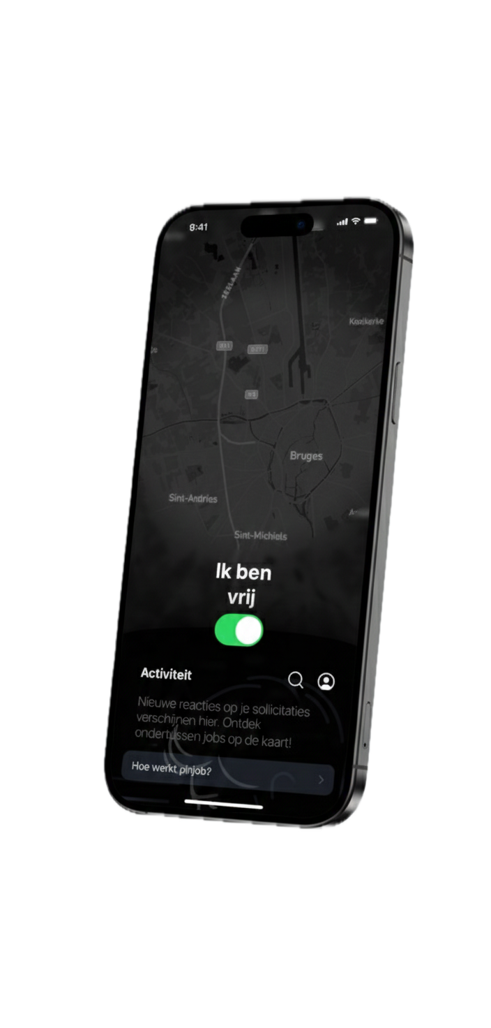 Pinjob werknemer-app met 'Ik ben vrij'-toggle